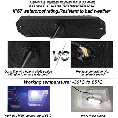 ASPL 8pcs Sync Feature Ultra Slim 12-LED Surface Mount Flashing Strobe Lights for Truck Car Vehicle LED Mini Grille Light Head Emergency Beacon Hazard Warning lights (White) - Image 3