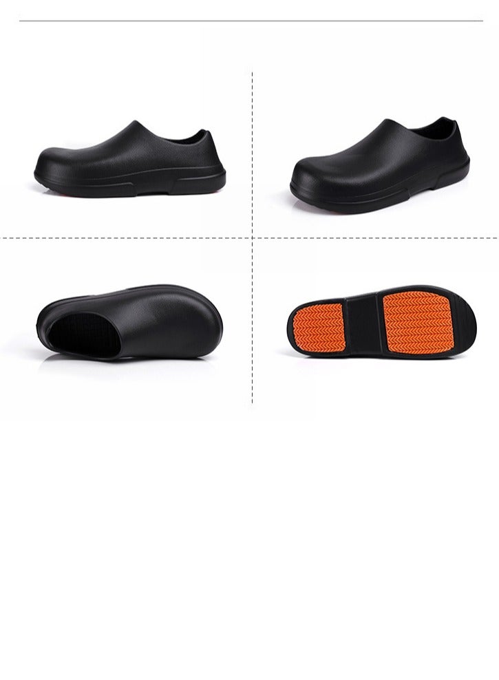 أحذية جراحية، أحذية طهاة، أحذية للجنسين، مغلقة بالكامل وجيدة التهوية، أحذية واقية، مناسبة للأطباء والممرضات والطهاة وموظفي المختبرات، صنادل مانعة للانزلاق (أسود). - Image 2