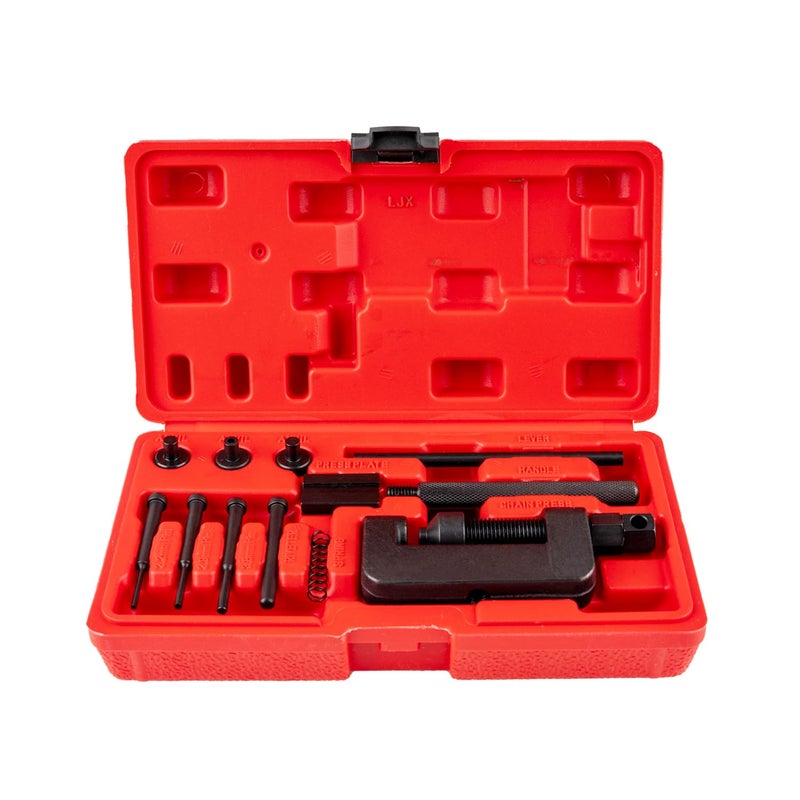 AJulyBee 13PCS Motorcycle Chain Breaker Tool Kit, AJulyBee Chain Rivet Tool Set â€“ Heavy Duty Chain Cutter & Link Removal Tool for Bike, ATV - Image 1