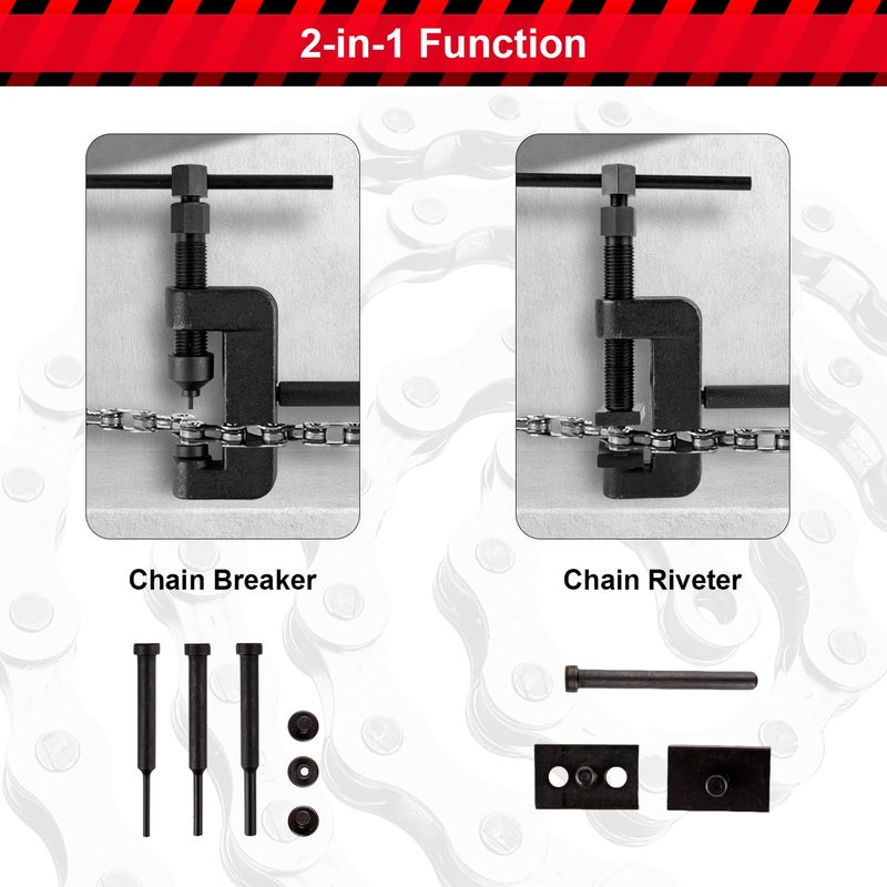 AJulyBee 13PCS Motorcycle Chain Breaker Tool Kit, AJulyBee Chain Rivet Tool Set â€“ Heavy Duty Chain Cutter & Link Removal Tool for Bike, ATV - Image 4