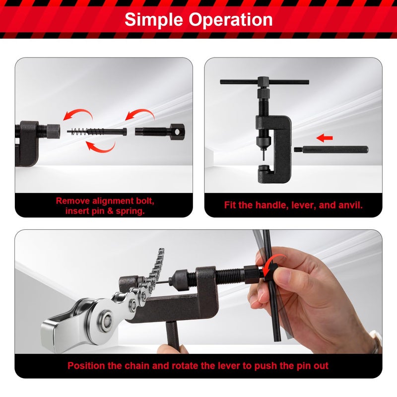 AJulyBee 13PCS Motorcycle Chain Breaker Tool Kit, AJulyBee Chain Rivet Tool Set â€“ Heavy Duty Chain Cutter & Link Removal Tool for Bike, ATV - Image 5