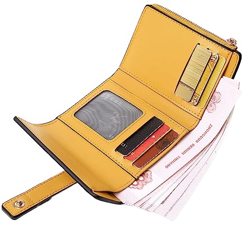 AOXONEL Small Womens Wallet Leather Wallets for Women Rfid Ladies Wallets Trifold Wallet Compact Thin with Card Slots and Zipper Coin Pocket (Khaki) - Image 4