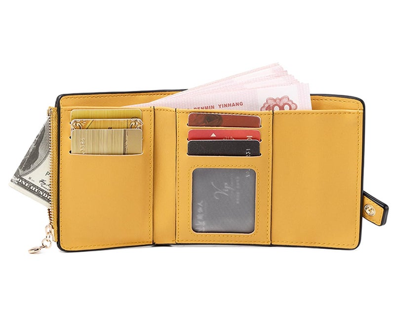 AOXONEL Small Womens Wallet Leather Wallets for Women Rfid Ladies Wallets Trifold Wallet Compact Thin with Card Slots and Zipper Coin Pocket (Khaki) - Image 2