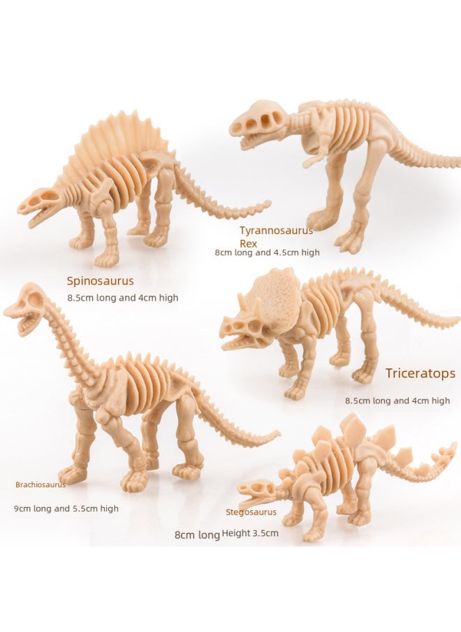 Children's Development Intelligence Toys Dinosaur Model Simulation Small Dinosaur Skeleton 12 Models Archaeological Excavation Skeleton-Color:Small Skeleton A 6 Random Single