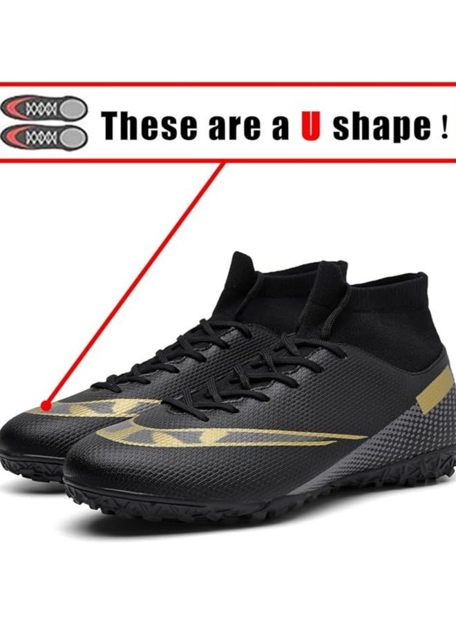 GGEROU Men's Football Shoes,Boy's Soccer Cleats,Athletic Soccer Training Shoes,High-Top Breathable Athletic Football Boots,Indoor Outdoor Cleats Black  - Image 2