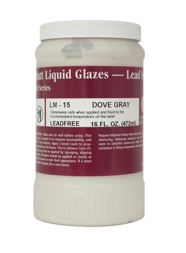 Amaco Liquid Matt Glaze Dove Gray LM-15 Low Fire Lead Free for Pottery and Ceramic - Image 1