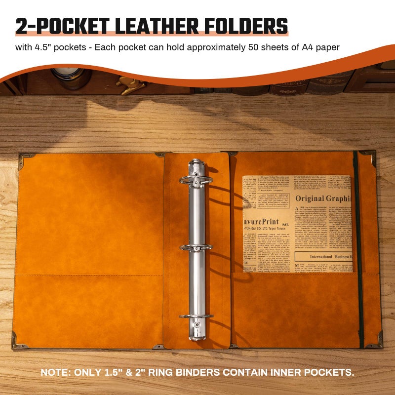 Ovesmusl PU Leather 3 Ring Binder Fits 8.5"x11" Letter Size Paper, 2 Inch Round Ring Binder Holds 500 Sheets, Notepad Paper Cover Loose Leaf Organizer, Brown Tree - Image 3