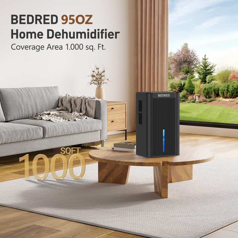 BEDRED Dehumidifier, 95OZ Dehumidifier for Home 1000 Sq.Ft - Quiet with Auto Shut Off & Relaxing 7 Color Ambient Light,Ideal for Livingroom, Bedroom, Basement(Black) - Image 2