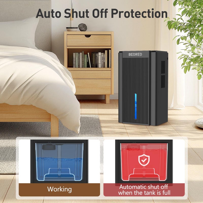 BEDRED Dehumidifier, 95OZ Dehumidifier for Home 1000 Sq.Ft - Quiet with Auto Shut Off & Relaxing 7 Color Ambient Light,Ideal for Livingroom, Bedroom, Basement(Black) - Image 4
