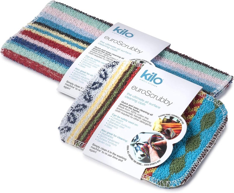 kilo Non-Scratch Scourer, Purpose, Environmentally Friendly Scrubby – Multi Colour Set of 2, 17x13cm/28cm - Image 1