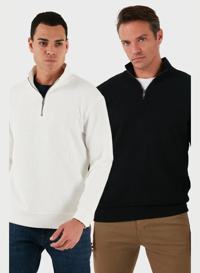 Buratti Cotton Regular Fit Half Zipper Stand Collar 2-Pack Sweat Men's SWEAT 5905716S2