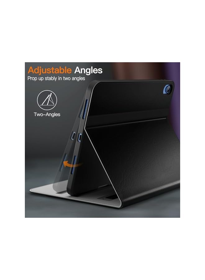 جي تيك حافظة لجهاز Ipad 10 10.9 بوصة 2022 موديل الجيل العاشر من جلد البولي يوريثان، غطاء حماية للكمبيوتر اللوحي مع حامل قلم رصاص وجيب متعدد الزوايا للعرض باللون الأسود - Image 4