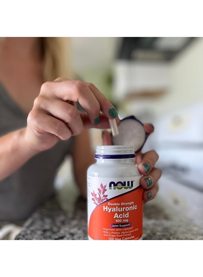 now Supplements, Hyaluronic Acid 100 mg, Double Strength with L-Proline, Alpha Lipoic Acid and Grape Seed Extract, 120 Veg Capsules - Image 4