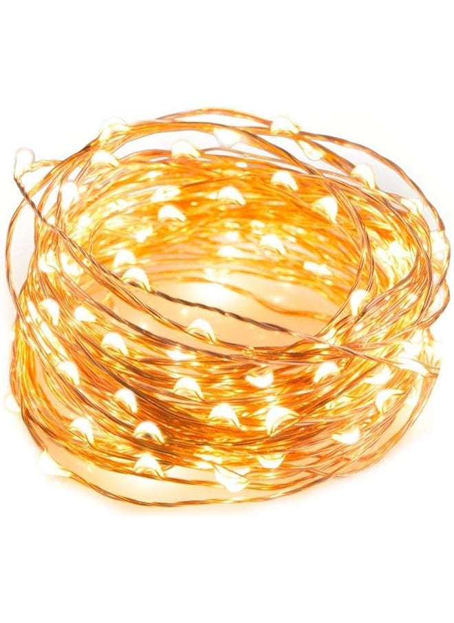 إيروريكس سلسلة أضواء LED بطول 5 أمتار، أضواء زخرفية داخلية وخارجية، أضواء سلكية لحفلات الزفاف والهالوين، ديكورات يدوية، حرفية باللون الأصفر  - Image 1