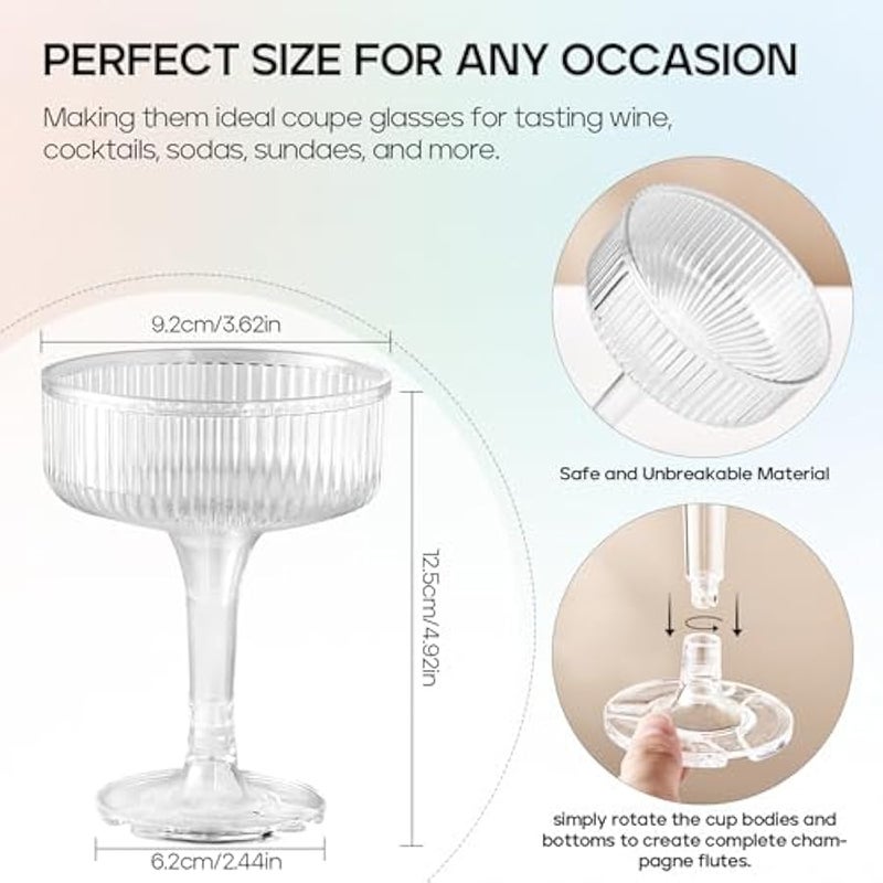 عربست مجموعة اكواب كوبيه بلاستيكية غير قابلة للكسر مصنوعة من الاكريليك غير قابلة للكسر لحفلات الزفاف واعياد الميلاد والبار مكونة من 20 قطعة من دورونان، 20 قطعة - Image 4