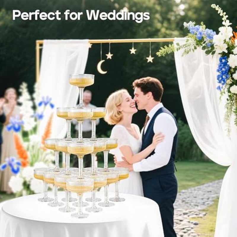 عربست مجموعة اكواب كوبيه بلاستيكية غير قابلة للكسر مصنوعة من الاكريليك غير قابلة للكسر لحفلات الزفاف واعياد الميلاد والبار مكونة من 20 قطعة من دورونان، 20 قطعة - Image 5