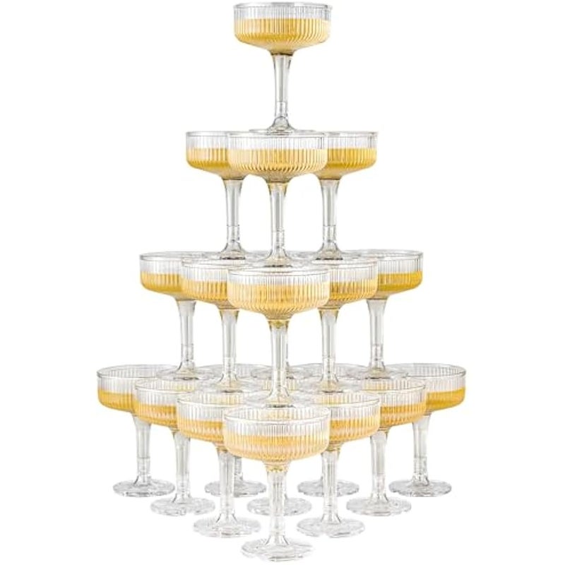 عربست مجموعة اكواب كوبيه بلاستيكية غير قابلة للكسر مصنوعة من الاكريليك غير قابلة للكسر لحفلات الزفاف واعياد الميلاد والبار مكونة من 20 قطعة من دورونان، 20 قطعة - Image 1