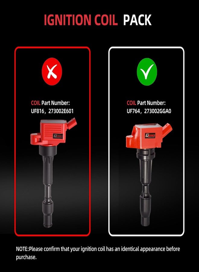 GBTAD Set of 4 Upgraded Ignition Coil Pack and Iridium Spark Plug for 2.0L 2.4L 2015-2019 Hyundai Sonata Santa Fe Tucson Genesis Kia Optima Sorento Sportage Stinger Replaces UF764 - Image 2