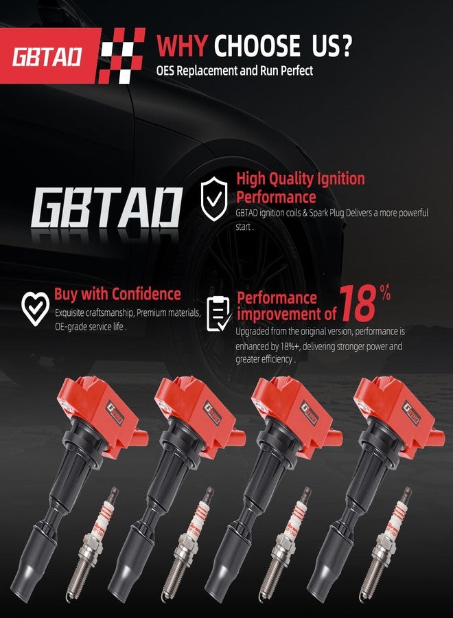 GBTAD Set of 4 Upgraded Ignition Coil Pack and Iridium Spark Plug for 2.0L 2.4L 2015-2019 Hyundai Sonata Santa Fe Tucson Genesis Kia Optima Sorento Sportage Stinger Replaces UF764 - Image 3
