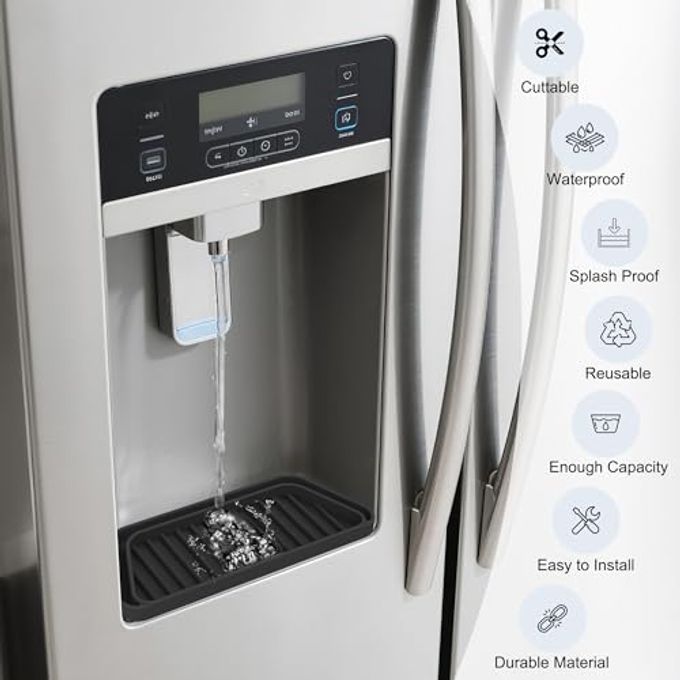 KindGa Refrigerator Drip Catcher Tray,Protector Ice and Water Dispenser Pan,Fridge Spills Water Pad Catch Basin for Drainage (Rectangular,Black) - Image 5