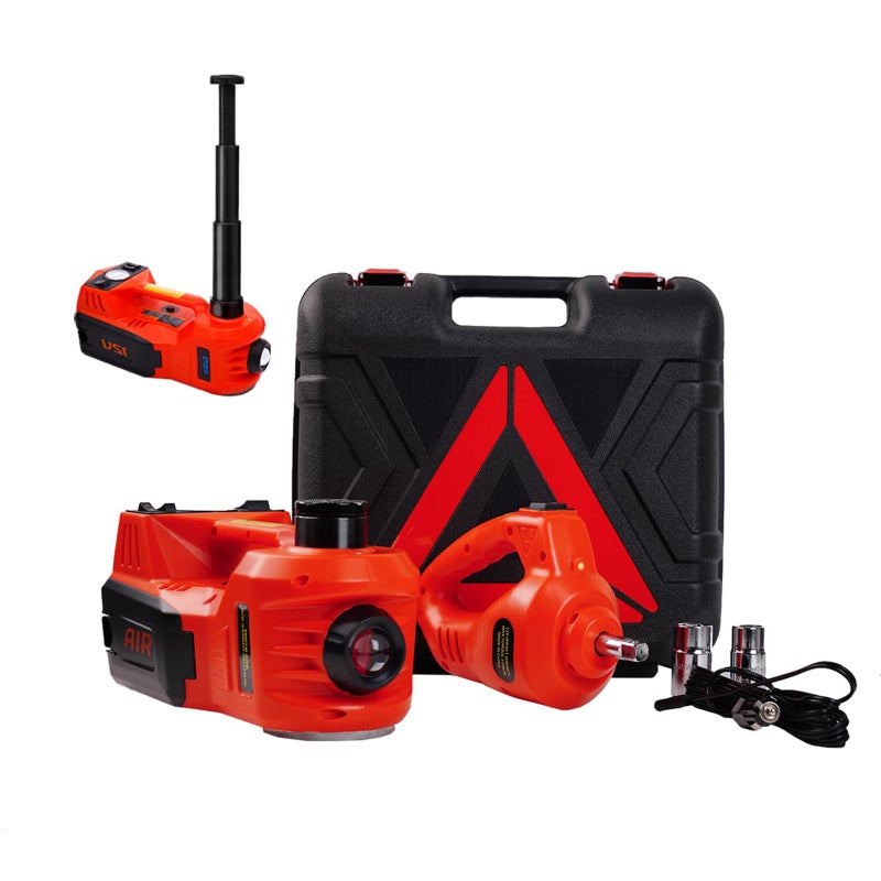 ROGTZ Electric Hydraulic Car Jack Kit 5 Ton 12V Portable Lift Range 177 Inch with Impact Wrench and Tire Inflator Pump for SUV Sedan Truck Car Repair Floor Jack for Vehicle Tire Change with LED Light