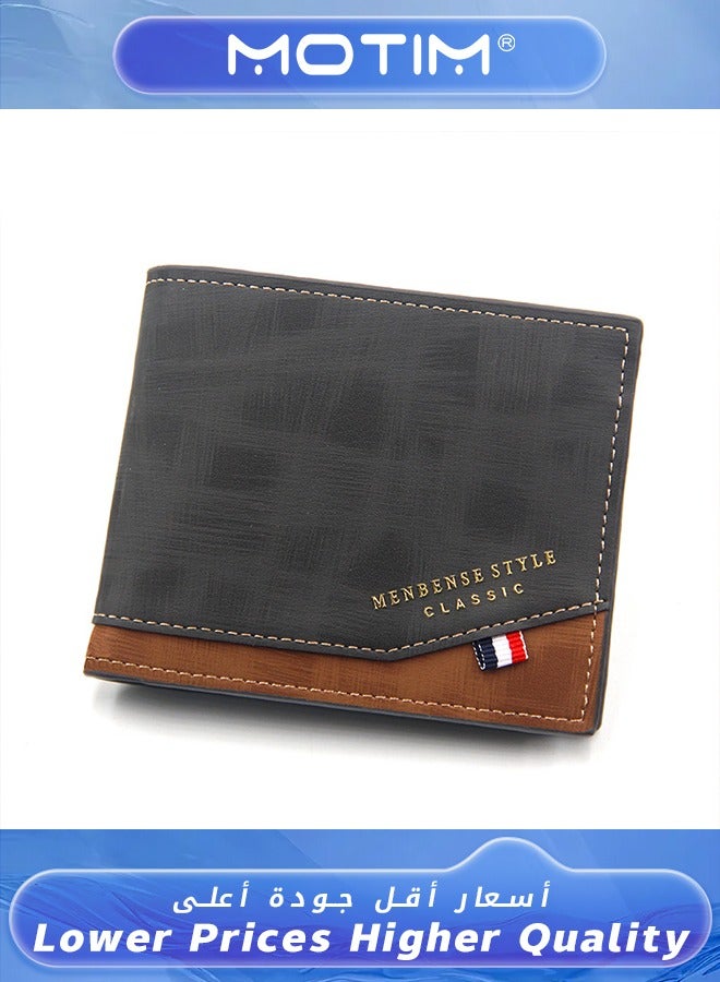 Motim Vintage Printed Classic Men's Leather Wallet Bifold Short Wallet Card Holder Money Bag with Commute Business Brown - Image 1