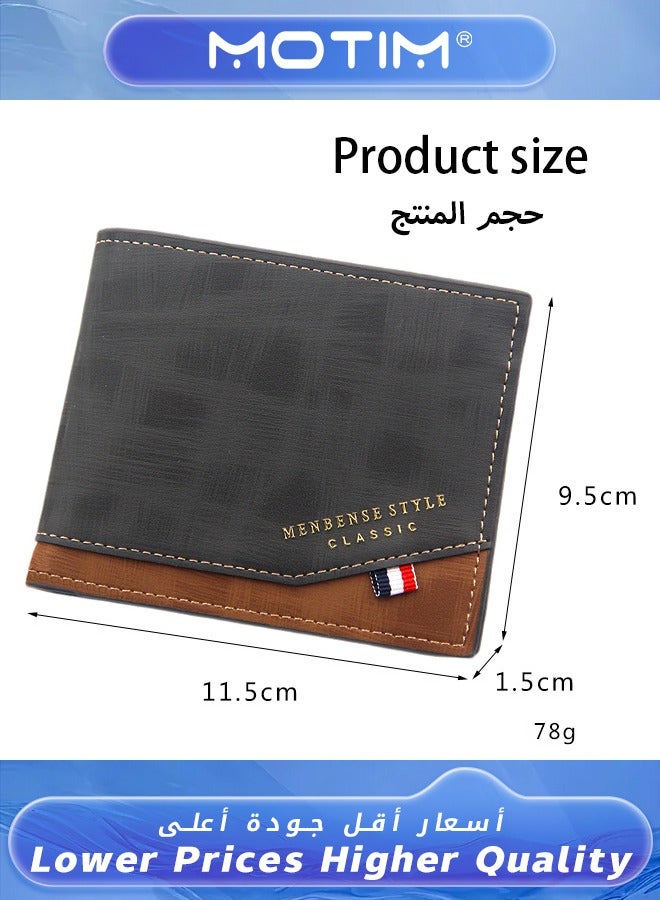 Motim Vintage Printed Classic Men's Leather Wallet Bifold Short Wallet Card Holder Money Bag with Commute Business Brown - Image 3