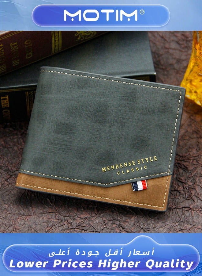 Motim Vintage Printed Classic Men's Leather Wallet Bifold Short Wallet Card Holder Money Bag with Commute Business Brown - Image 4