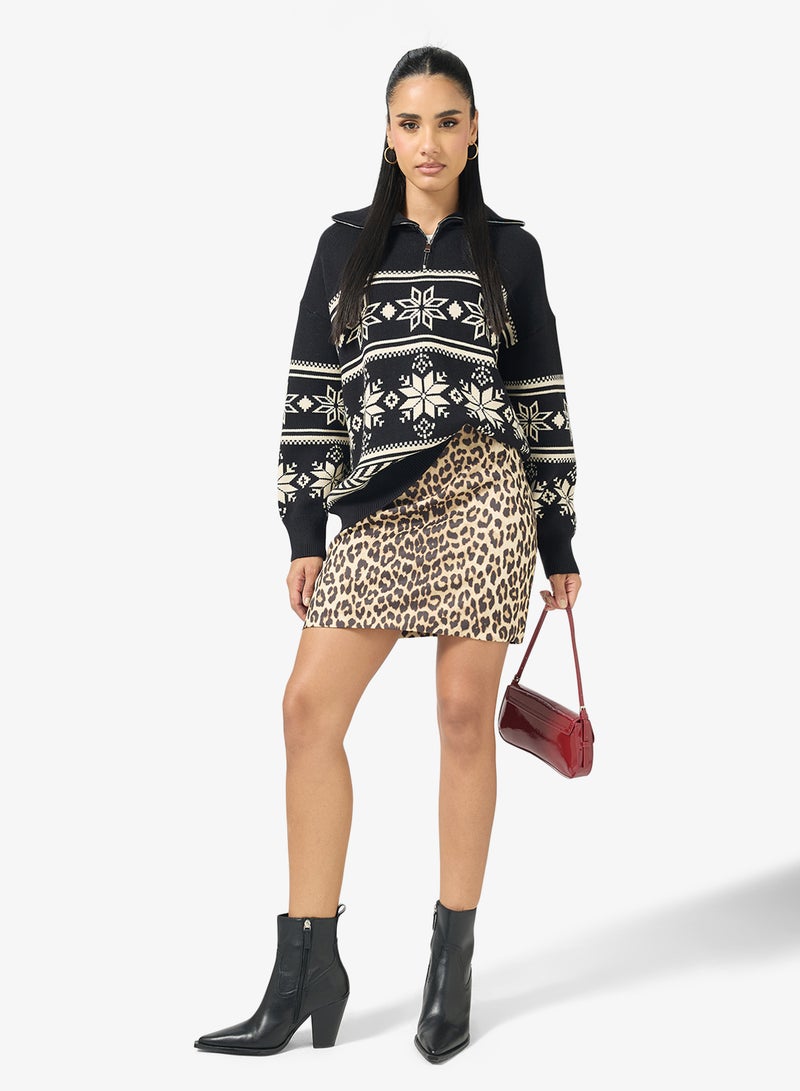 Ginger Zip Up Fairisle Sweater - Image 4