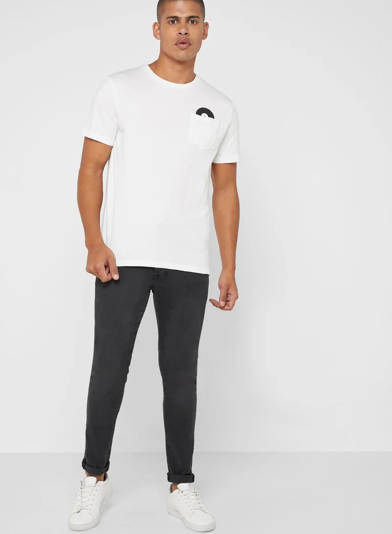 Reserved Minimalist Print Crew Neck -Shirt