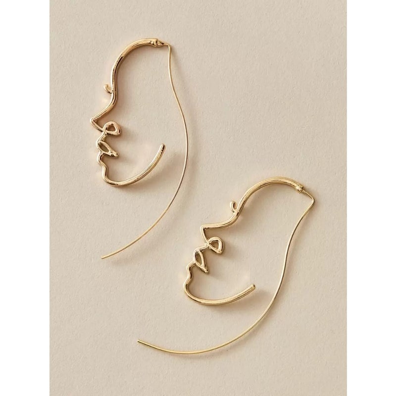 1pair Hollow Out Face Design  Earrings - Image 5