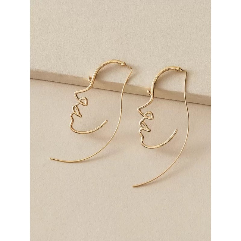 1pair Hollow Out Face Design  Earrings - Image 1