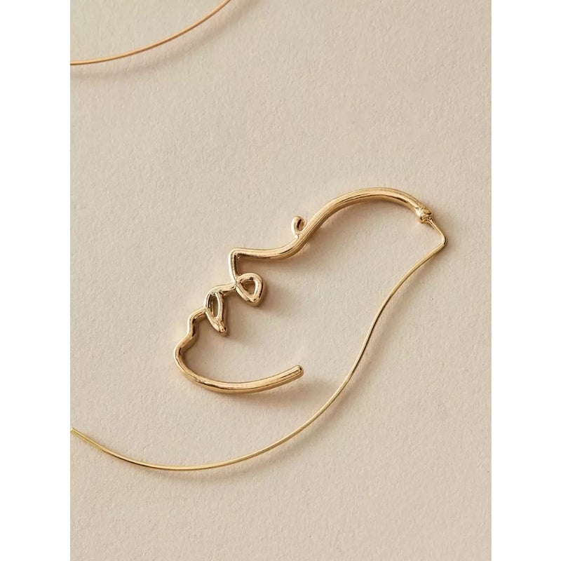 1pair Hollow Out Face Design  Earrings - Image 3