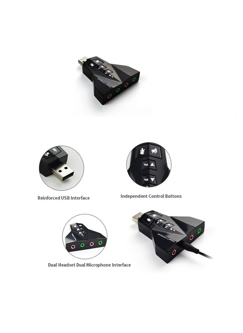 AROAQ Usb 7.1 Aircraft Sound Card , External Virtual 3d Sound Audio Card Adapter, Dual Headphones Dual Microphone Button 3d Sound Card For Laptop Pc  - Image 3