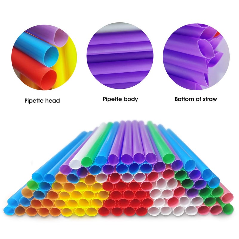 RENYIH 100 Pcs Smoothie Boba Individually Wrapped Straws, Jumbo Large Plastic Disposable Bubble Tea Milkshake Colorful Drinking Straws(0.43" Wide X 8.2" Long) - Image 4