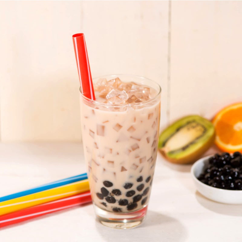 RENYIH 100 Pcs Smoothie Boba Individually Wrapped Straws, Jumbo Large Plastic Disposable Bubble Tea Milkshake Colorful Drinking Straws(0.43" Wide X 8.2" Long) - Image 3