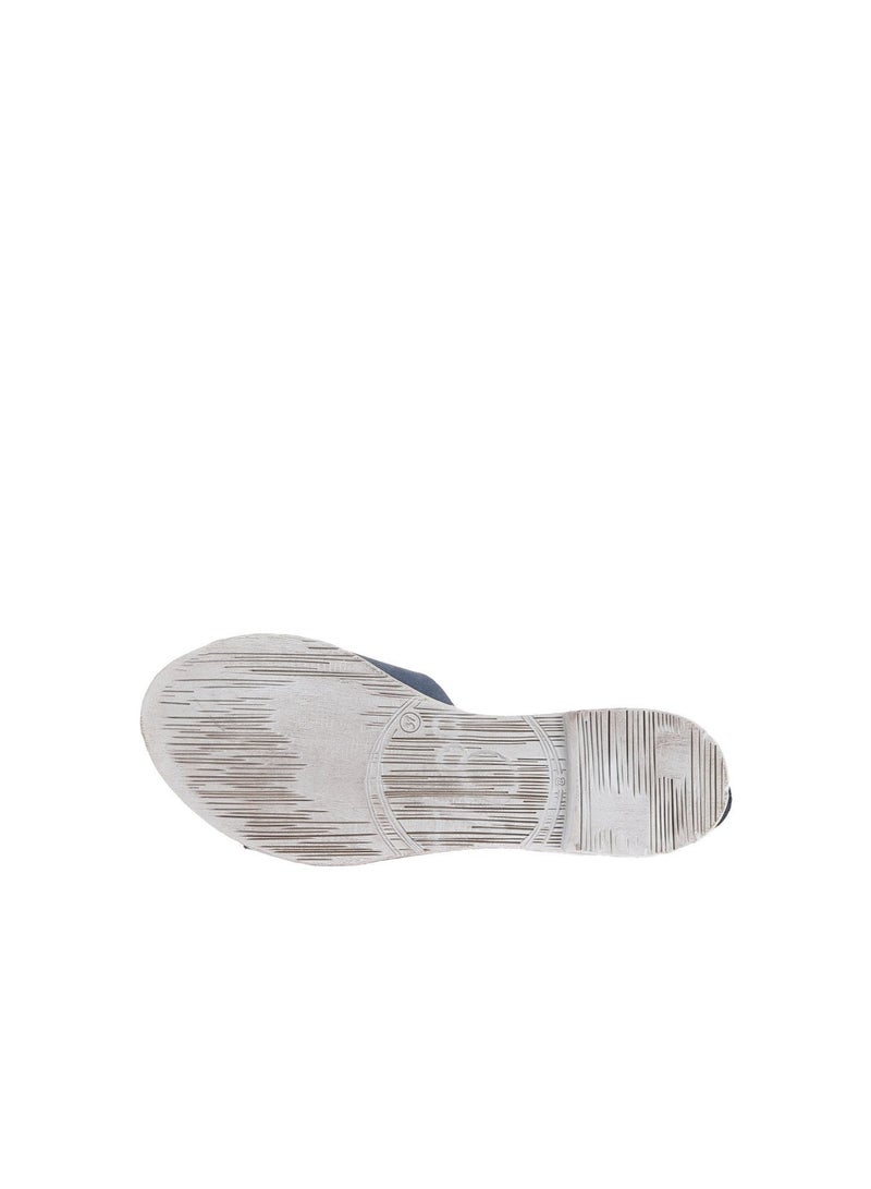 BUENO Women's Indigo Blue Suede Buckle Strap Sandals – Handmade Flat Open-Toe Summer Shoes with White-Washed Sole for Casual and Chic Outfits - Image 5