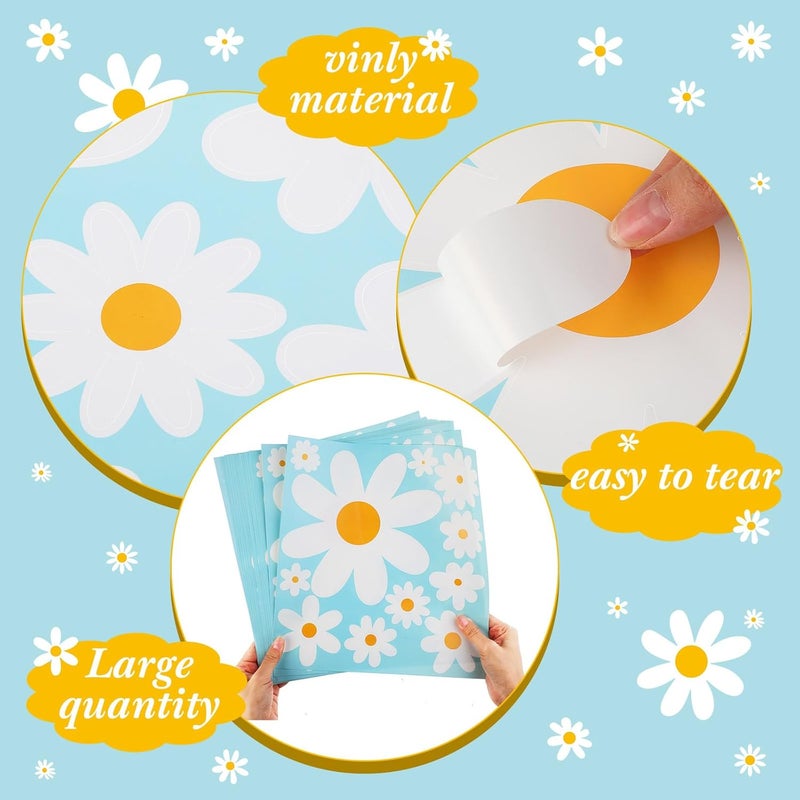 TaoBary 165 Pieces 15 Sheet Large Daisy Wall Decals Flower Stickers Vinyl Peel and Stick Floral Decal Daisy Wall Decor for Nursery Playroom Bedroom Living RoomCute - Image 3