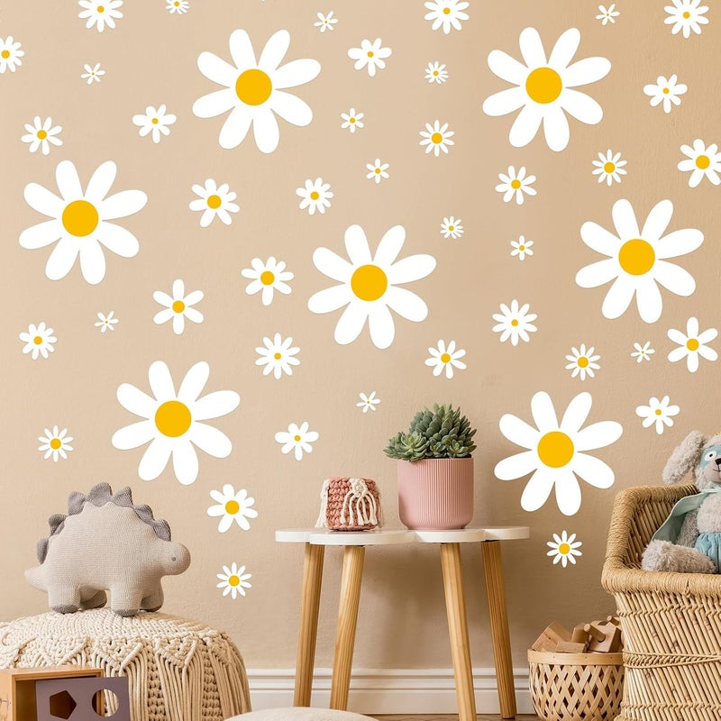 TaoBary 165 Pieces 15 Sheet Large Daisy Wall Decals Flower Stickers Vinyl Peel and Stick Floral Decal Daisy Wall Decor for Nursery Playroom Bedroom Living RoomCute - Image 1