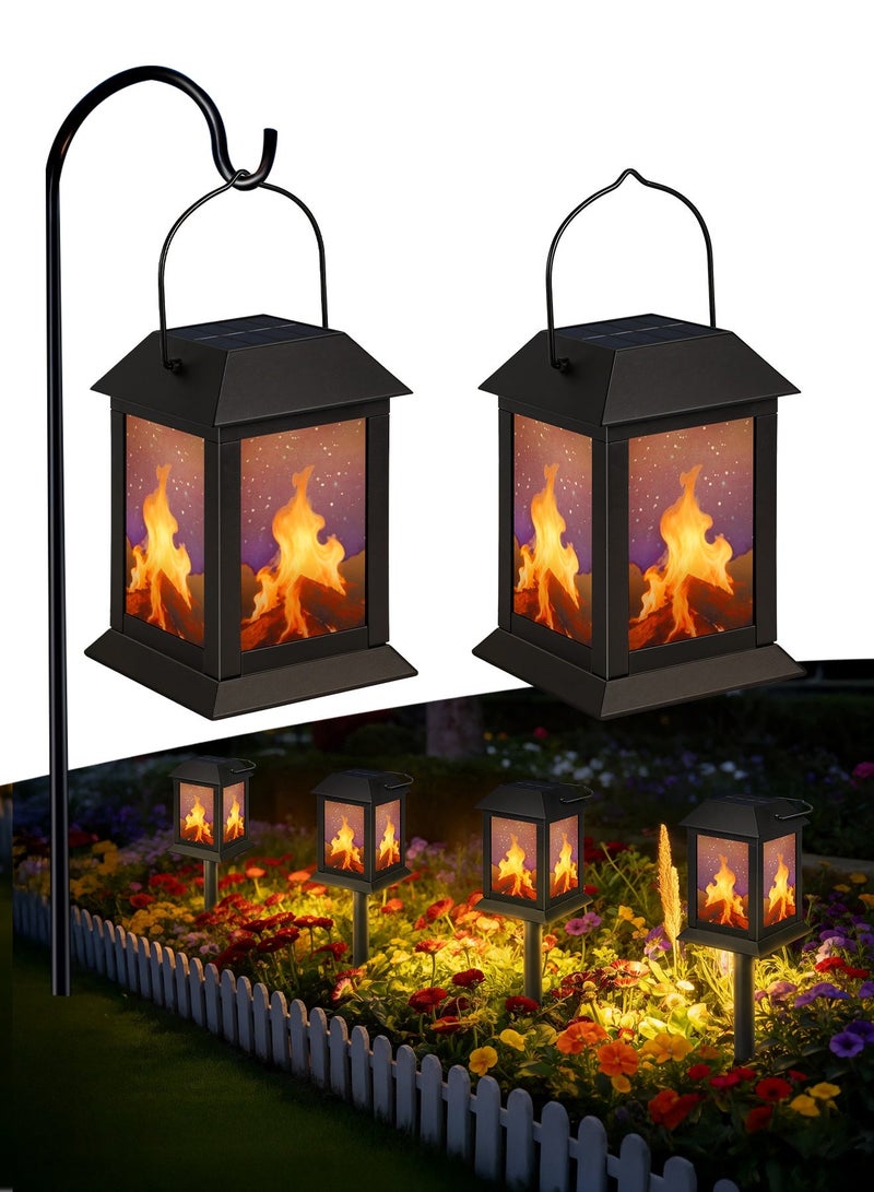 OUTON Hanging Solar Lanterns Outdoor Waterproof - 2 Pack Lanterns Decorative Outdoor Patio Decor with Clip Solar Lantern for Outside - Outdoor Lanterns for Patio Garden Waterproof Gifts for Women Mom Family - Image 1