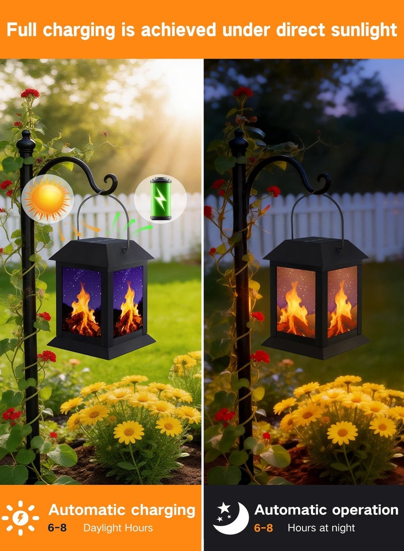 OUTON Hanging Solar Lanterns Outdoor Waterproof - 2 Pack Lanterns Decorative Outdoor Patio Decor with Clip Solar Lantern for Outside - Outdoor Lanterns for Patio Garden Waterproof Gifts for Women Mom Family - Image 2