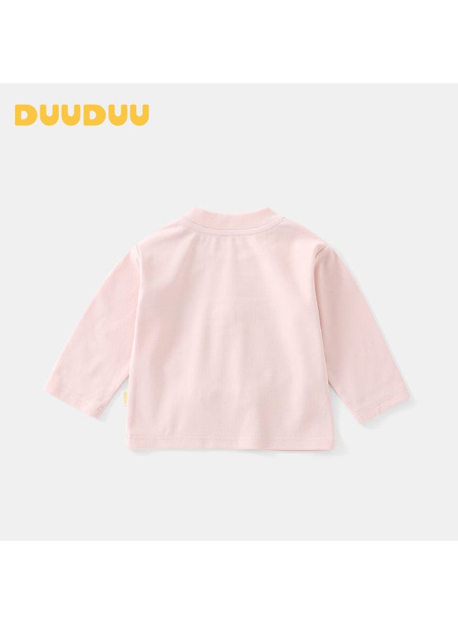 Duuduu Kids Children's Long Sleeve T-shirt Girls Cute Top Baby Outing Base Shirt Infant Round Neck Clothes Pink 110 - Image 2
