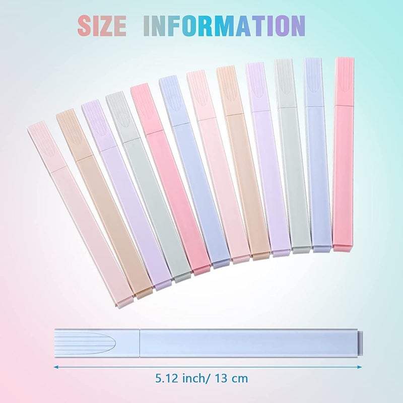 Odluzy Aesthetic Highlighters with Mild Assorted Colors, Soft Chisel Tip Highlighters Marker Pens, No Bleed Through for Journal Notes Adults Kids Students, Office School Supplies, 12 Pcs - Image 2