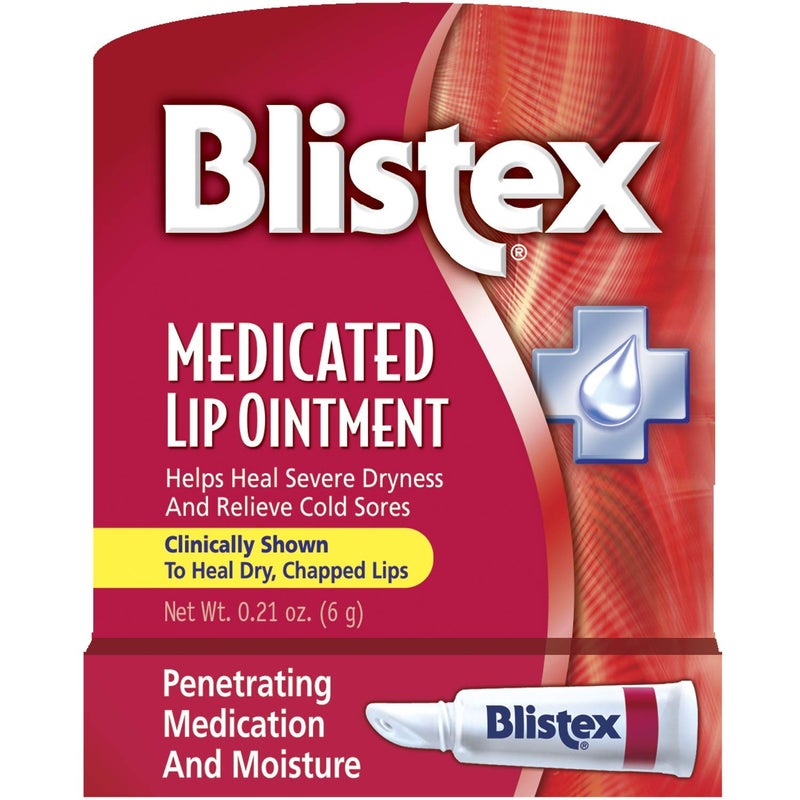 Blistex Medicated Lip Ointment, 0.21 Ounce Tube, Pack of 24 – Relieves Cold Sores & Helps Heal Dry Chapped Lips, Pain Relief from Lip Sores & Blisters, Healing Ointment