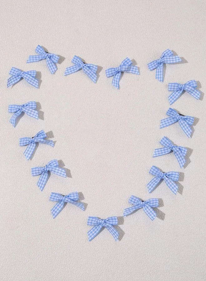 Take Two  Pack of 15 - Blue Gingham Bow Hair Clip for Women | Best Price UAE