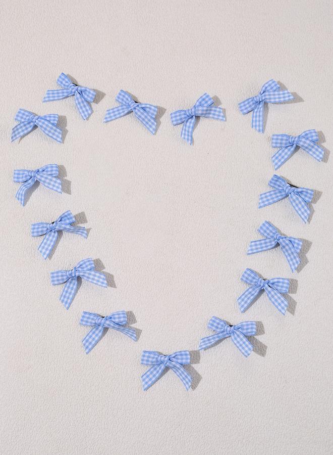 Take Two Pack of 15 - Blue Gingham Bow Hair Clip - Image 5