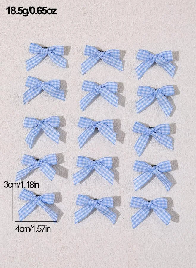 Take Two  Pack of 15 - Blue Gingham Bow Hair Clip for Women | Best Price UAE