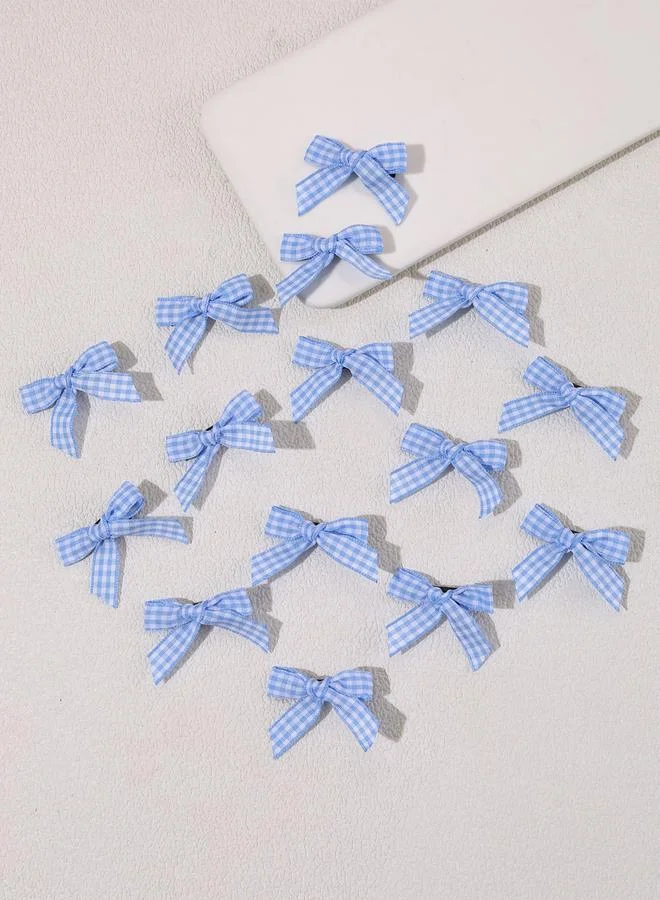 Take Two  Pack of 15 - Blue Gingham Bow Hair Clip for Women | Best Price UAE