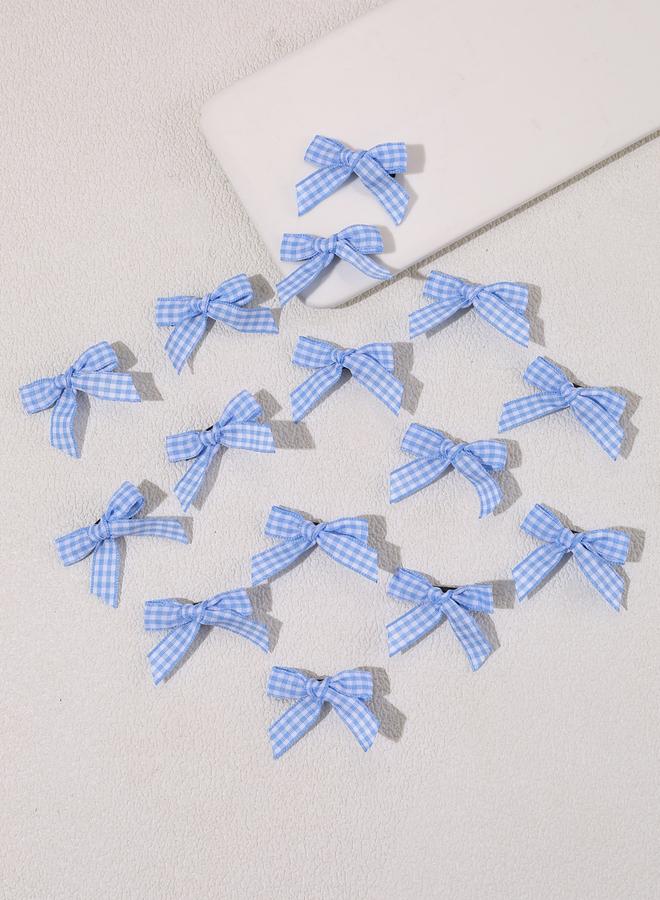 Take Two Pack of 15 - Blue Gingham Bow Hair Clip - Image 3