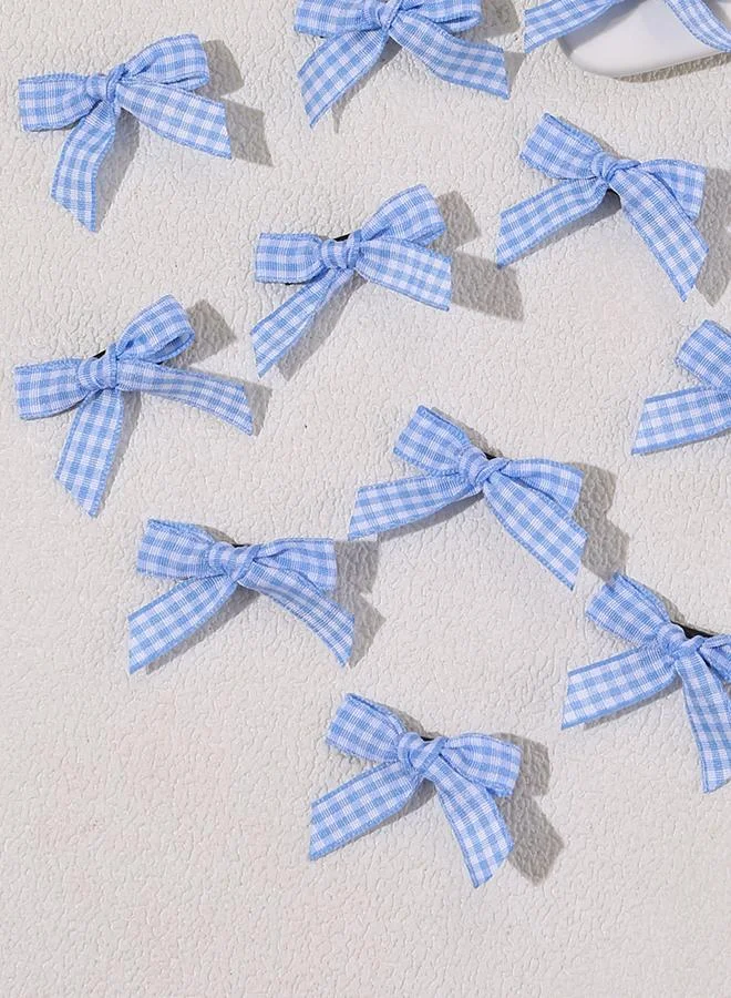 Take Two  Pack of 15 - Blue Gingham Bow Hair Clip for Women | Best Price UAE